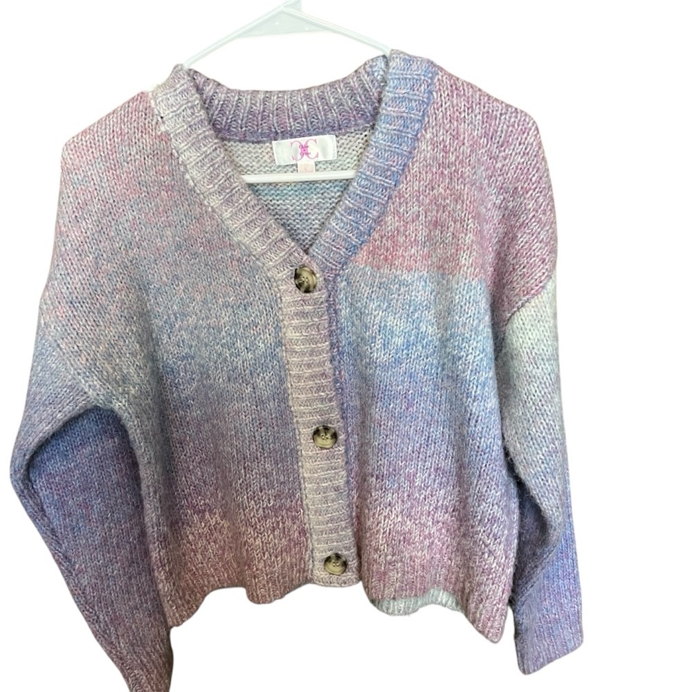 CHLOE + CYRUS GIRLS SIZE LARGE BUTTON FRONT CARDIGAN SWEATER PASTEL VERY…